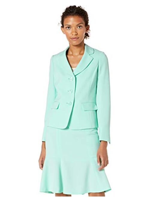 Le Suit Women's Stretch Crepe 3 Button Notch Collar Skirt Suit