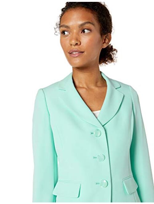 Le Suit Women's Stretch Crepe 3 Button Notch Collar Skirt Suit