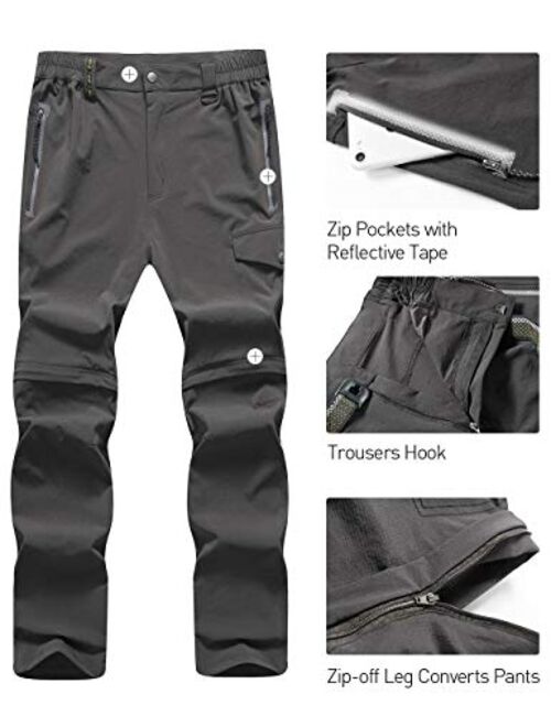 PULI Men's Convertible Hiking Pants Waterproof Lightweight Stretch Quick Dry Breathable Fishing Zip Off Travel Cargo Trousers
