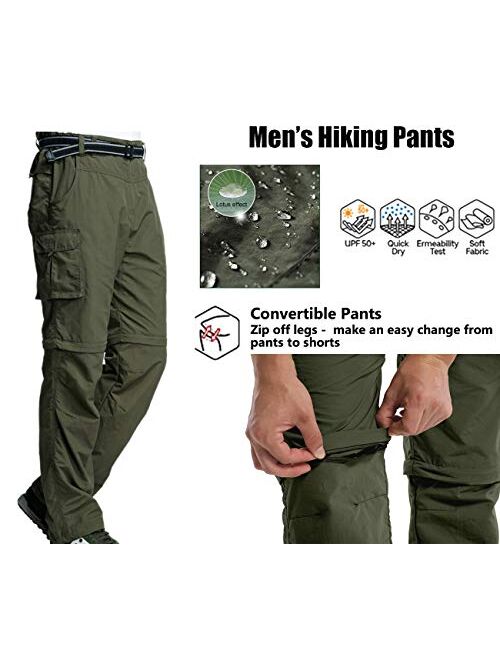 Men's Outdoor Quick Dry Convertible Lightweight Hiking Fishing Zip Off Cargo Work Pants Trousers