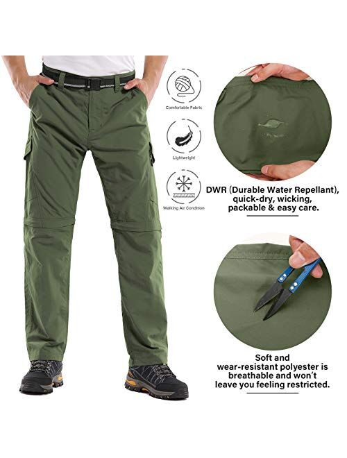 Mens Hiking Pants Convertible Zip Off Quick Dry Lightweight Outdoor Travel Safari Fish Pants