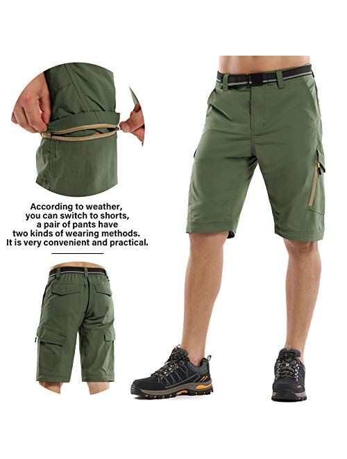 Mens Hiking Pants Convertible Zip Off Quick Dry Lightweight Outdoor Travel Safari Fish Pants