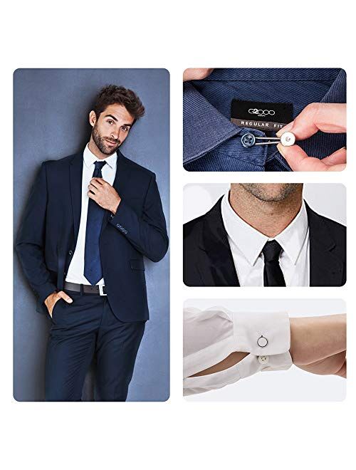 12pcs, Collar Extenders, Comfy & Premium Invisible Neck Extender, Adds 1 in Instantly, Button Extenders for Mens Dress Shirts Suits Trouser, Coat, Shirts (Black, White, S