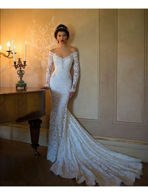 Mermaid Wedding Dress Lace Long Sleeve Sheer, Reg $349.00 Sale $299.00