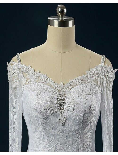 Mermaid Wedding Dress Lace Long Sleeve Sheer, Reg $349.00 Sale $299.00