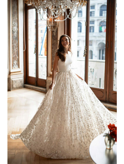 Beautiful Elegant Wedding Dress by European Designer IIvory EU42/US10 NWT