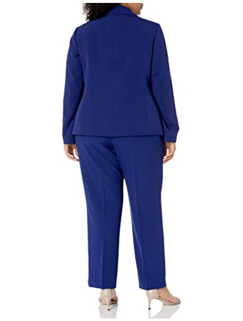 Le Suit Women's 1 Button Notch Collar Stretch Crepe Slim Pant Suit