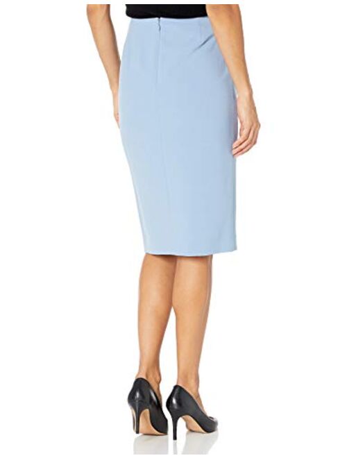 Tahari ASL Women's Plus Size Belted Notch Collar Jacket with Pencil Skirt Set