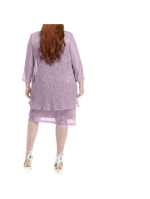 R&M Richards Women's Plus Size Shimmer Jacket Dress