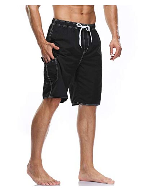 Vocanbomor Men's Quick Dry Swim Trunks Board Shorts with Mesh Lining Swimwear Bathing Suits