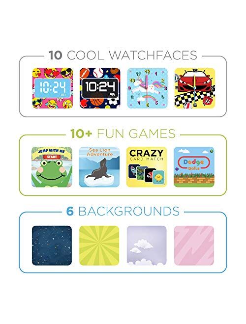 PlayZoom 2 Kids Smartwatch - Video Camera Selfies STEM Learning Educational Fun Games, MP3 Music Player Audio Books Touch Screen Sports Digital Watch Gift for Kids Toddle