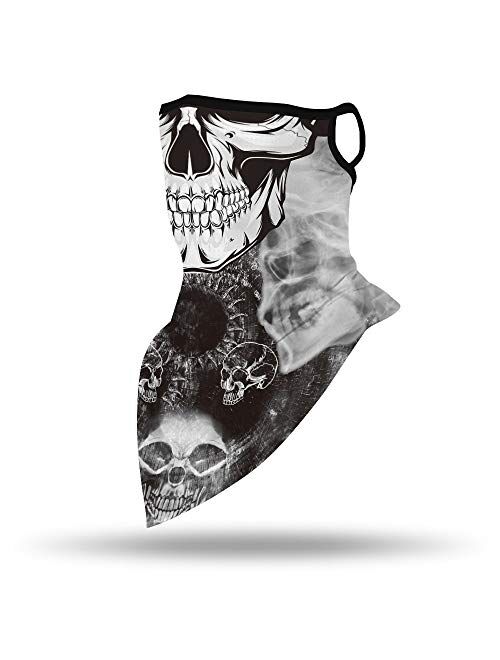 Face Scarf Bandanas Ear Loops with Filter, Men Women Neck Gaiter Cover Balaclava