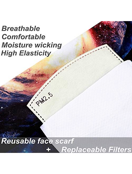 Face Scarf Bandanas Ear Loops with Filter, Men Women Neck Gaiter Cover Balaclava