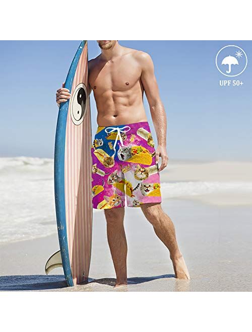 Ahegao Men's Swim Trunks Quick Dry 3D Printed Beach Board Shorts with Pockets Cool Mesh Lining Bathing Suits