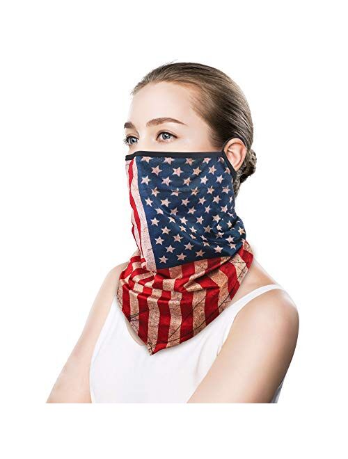 Neck Gaiter Face Scarf Cover Triangle Face Mask Bandana Balaclava Scarves Headbands Covering for Men Women with Ear Loops