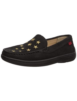 Unisex-Child Leather Driver with Gold Star Detail Loafer
