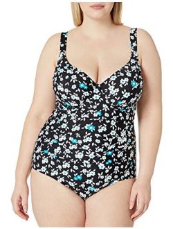 Women's Plus Size Over The Shoulder Floral One Piece Swimsuit