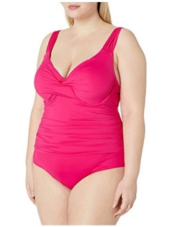 Women's Plus Size Over The Shoulder Floral One Piece Swimsuit