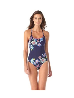 Women's Solid One Piece Shirred Maillot Swimsuit