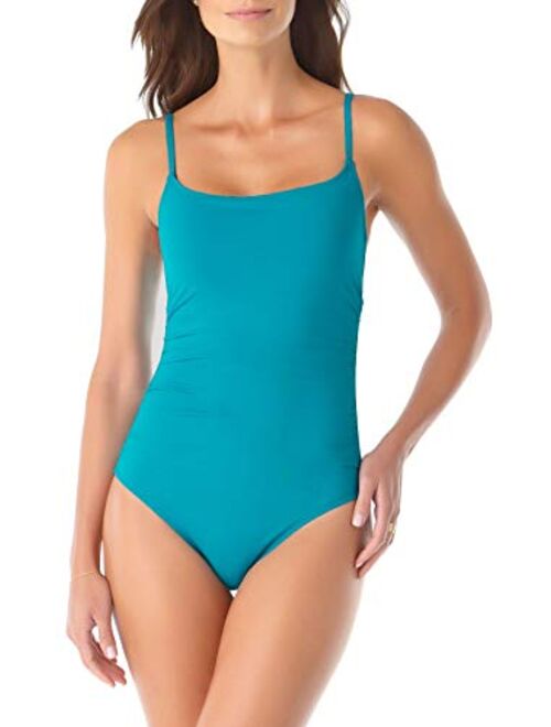Anne Cole Women's Solid One Piece Shirred Maillot Swimsuit