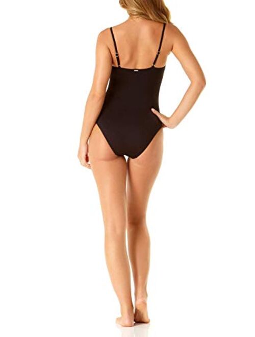 Anne Cole Women's Solid One Piece Shirred Maillot Swimsuit