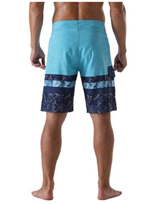 Nonwe Men's Swim Trunks Quick Dry Elastic Waist Board Shorts with Lining