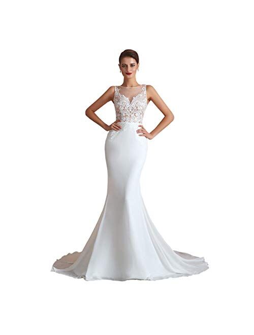 haixiangdress women's Lace Mermaid Prom Bridal Gown Evening Dress Wedding Dress