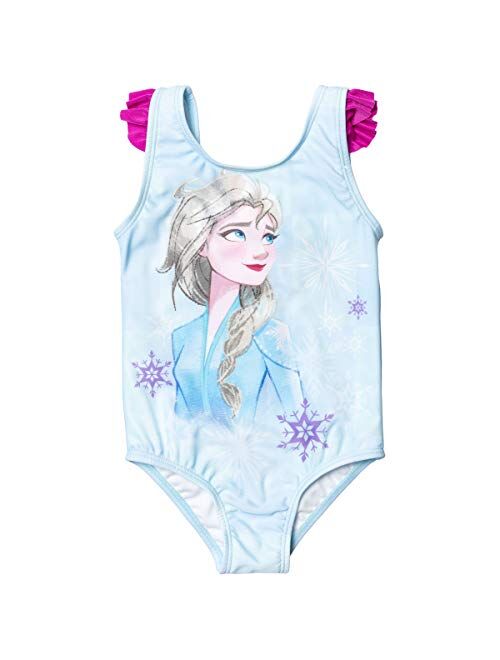 Disney Frozen Elsa Anna 5 Piece Swimsuit Set: Rash Guard Bikini Skirt One-Piece