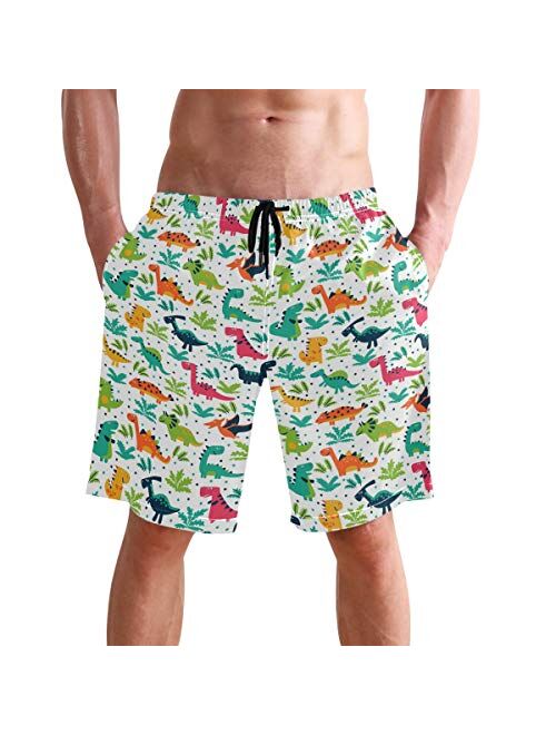 visesunny New Summer Mens Swim Trunks Quick Dry Bathing Suits Holiday Beach Short Casual Board Shorts with Mesh Lining