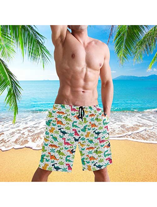 visesunny New Summer Mens Swim Trunks Quick Dry Bathing Suits Holiday Beach Short Casual Board Shorts with Mesh Lining