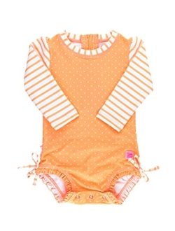 Baby/Toddler Girls UPF 50  Sun Protection Long Sleeve One Piece Swimsuit with Zipper