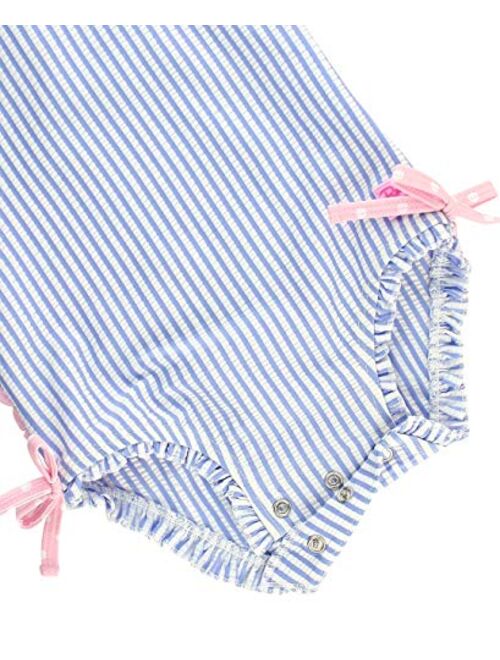 RuffleButts Baby/Toddler Girls UPF 50+ Sun Protection Long Sleeve One Piece Swimsuit with Zipper
