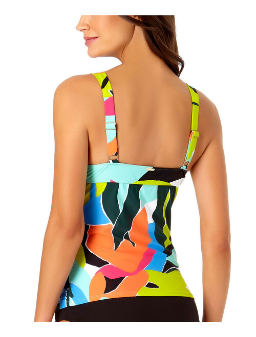 Anne Cole Blue & Coral Abstract Twist-Front Tankini Top - Plus Too