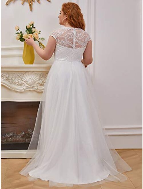 Ever-Pretty Womens V Neck Lace Embroidered A Line Simple Wedding Dress 0235-PZ