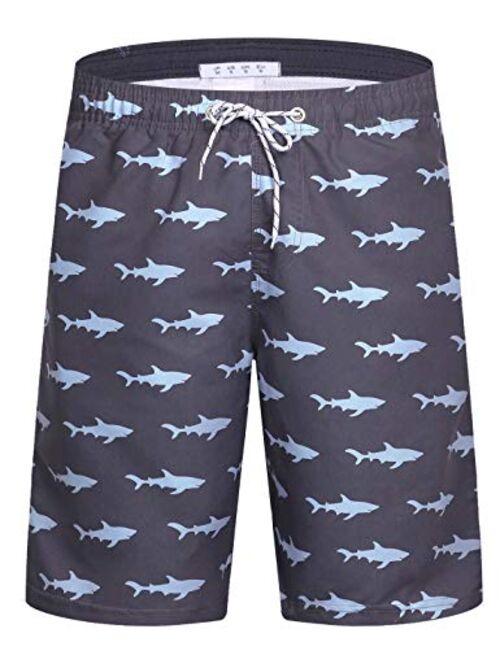 Mens Swim Trunks with Pockets Beach Swimwear Quick Dry Long Elastic Waistband Board Shorts Bathing Suits Holiday