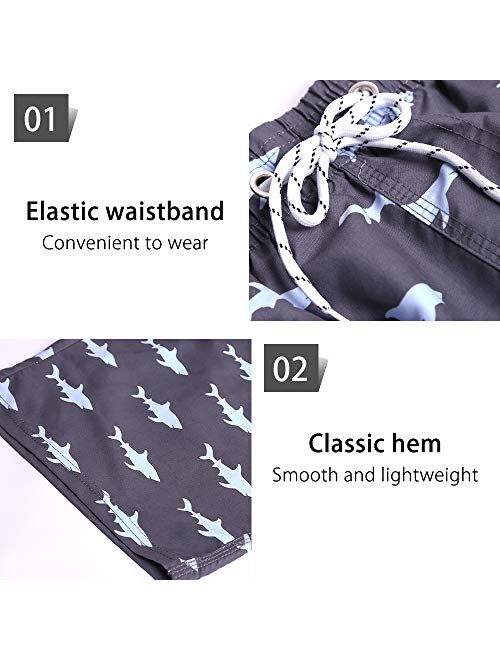 Mens Swim Trunks with Pockets Beach Swimwear Quick Dry Long Elastic Waistband Board Shorts Bathing Suits Holiday
