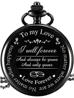 Pangda Pocket Watch to Husband Wife Boyfriend Girlfriend, Engraved"to My Love" Pocket Watch - No Matter Where We are, No Matter What Happens, Love Forever
