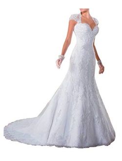 Women's Plus Size Bridal Gown Sweetheart Sequins Lace Mermaid Wedding Dresses for Bride with Train