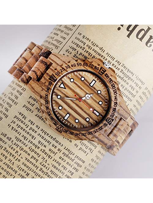 Inverted Geometric Wood Watch Creative Quartz Watch for Men Hand-Made Wooden Watches