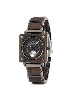WOODME Wooden Watches for Men Luxury Stainless Steel Natural Wood Watch Chronograph Military Japanese Quartz Wristwatches with Unique Box
