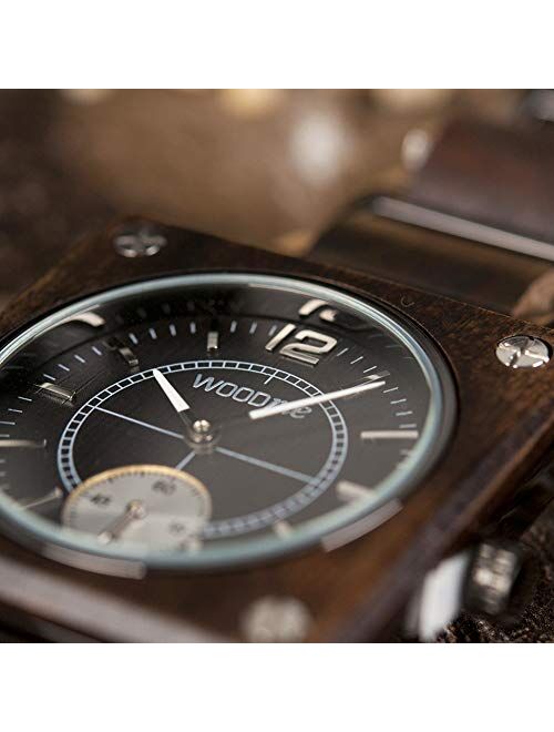 WOODME Wooden Watches for Men Luxury Stainless Steel Natural Wood Watch Chronograph Military Japanese Quartz Wristwatches with Unique Box