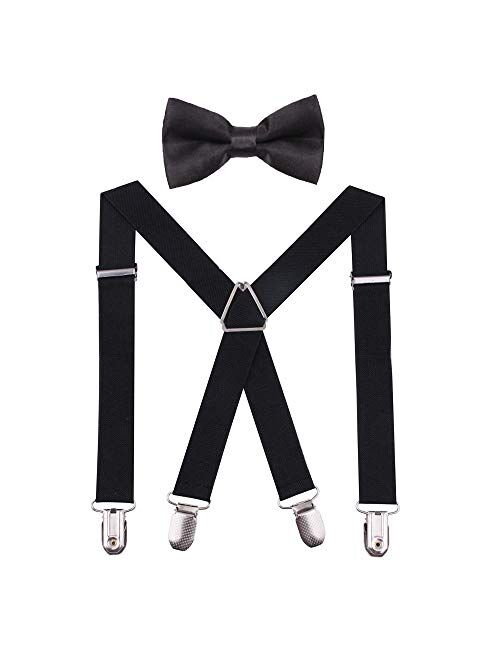 GUCHOL Boys Suspenders for Kids Toddler, Baby Adjustable Elastic with Strong Metal Clips Suitable for 1 to 6 old