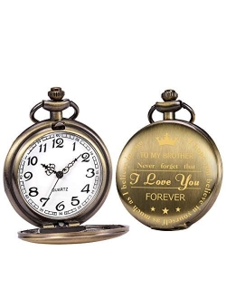 Pocket Watch Men Personalized Chain Quartz from Son Daughter Child to DAD Engraved