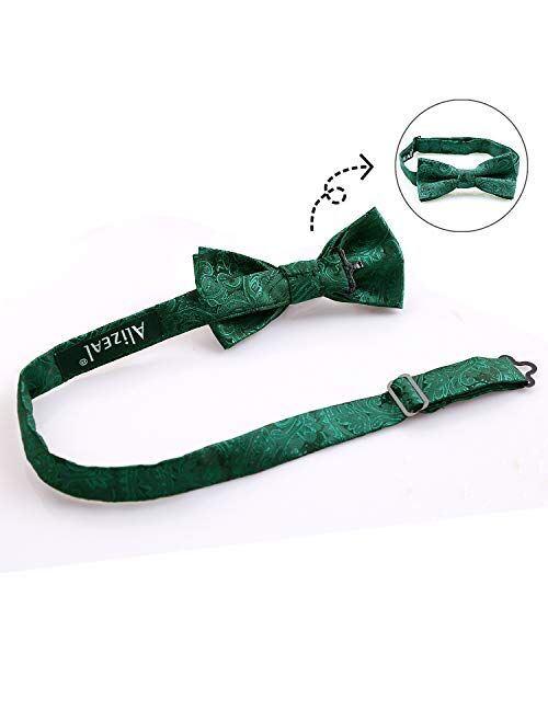 Alizeal Boys Paisley Adjustable Pre-tied Bow Tie and Clips Suspenders Set 