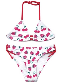 Girls Swimwear Halter Triangle Bikini Leopard Print Two Piece Swimsuits