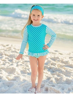 Baby/Toddler Girls Rash Guard 2-Piece Swimsuit Set - Long Sleeve Bikini with UPF 50+ Sun Protection