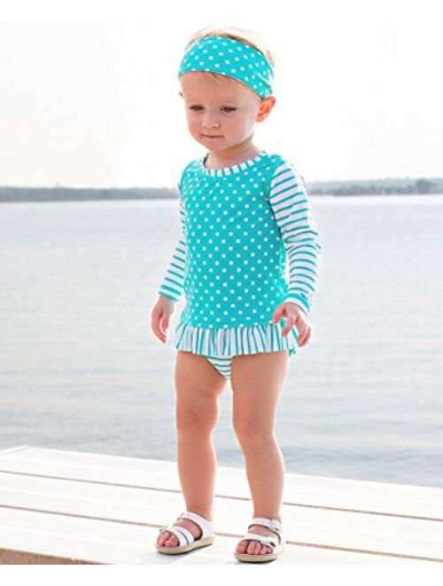 Sun Protection RuffleButts Baby/Toddler Girls Long Sleeve One Piece Swimsuit with UPF 50 
