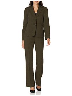 Women's 2 Button Notch Collar Seamed Glazed Melange Pant Suit