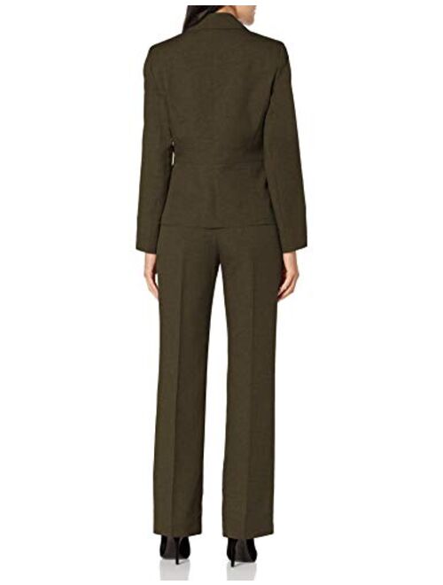 Le Suit Women's 2 Button Notch Collar Seamed Glazed Melange Pant Suit
