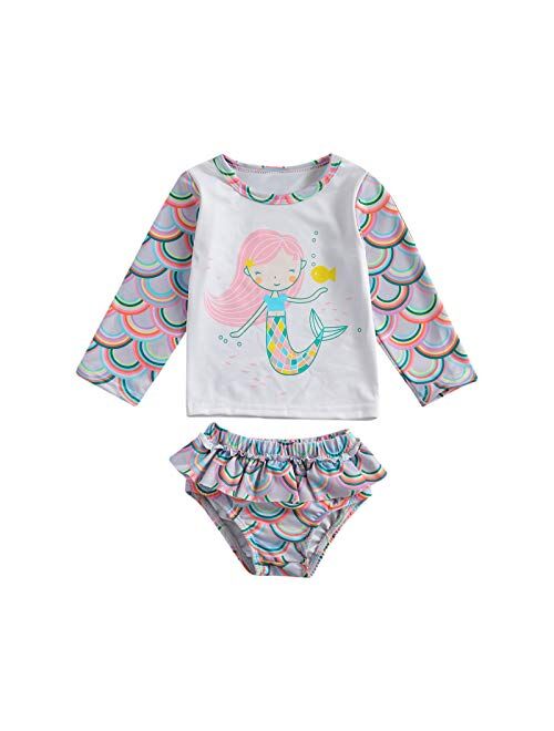 Toddler Girls Mermaid Sequined Swimsuit,Strap Tank Vest+Fish Scale Net Bottoms Shorts 2 Pcs Sun-wear Bikini Bathing Suit